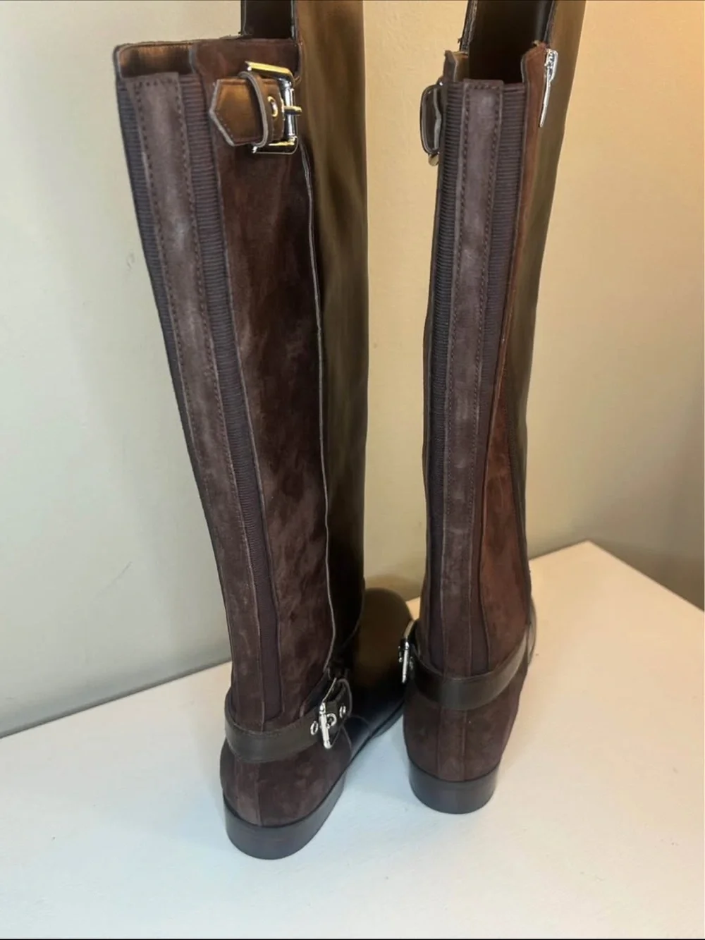 Marc Fisher Medium Calf Studded Tall Leather/Suede Boots Size 6.5